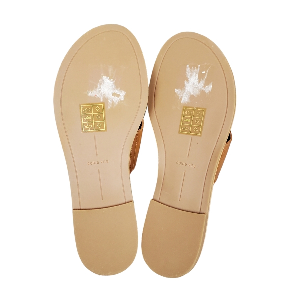 Dolce Vita Womens Chaia Tan Leather Slide Sandals Shoes Size 6 - Picture 6 of 8